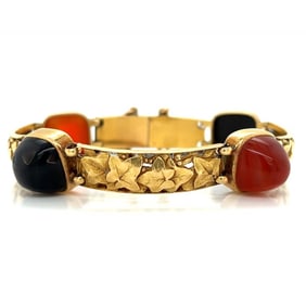 18K Yellow Gold Semi Precious Stone Bracele