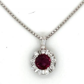 Platinum GIA Certified Ruby & Diamond Neckalce