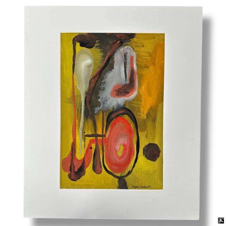 Rolph Scarlett Gouache on Paper "Untitled": Rolph Scarlett (American 1889-1984) Gouache on Paper "Untitled". Signed lower right. Gallery label affixed to verso: Eric Firestone Gallery, East Hampton, NY. Good condition. Set in mat frame. Paper m