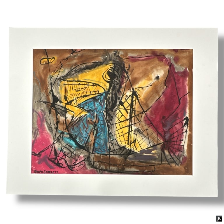 Rolph Scarlett Gouache on Paper "Untitled": Rolph Scarlett (American 1889-1984) Gouache on Paper "Untitled". Signed lower left. Good condition. Set in mat frame. Paper measures 18-3/4" x 23-1/4", mat measures 24" x 30". LA/B13/SH:19B