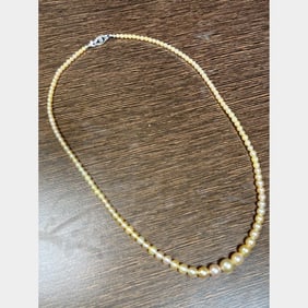 Antique 18K White Gold Natural Pearl Necklace