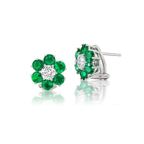CHARMING EMERALD AND DIAMOND EARRINGS