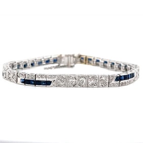 18K White Gold Sapphire & Diamond Bracelet