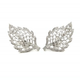 18K White Gold 2.00 Ct. Diamond Leaf Earrings