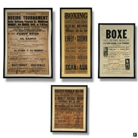 4 Antique Newspaper Boxing Match Advertisements
