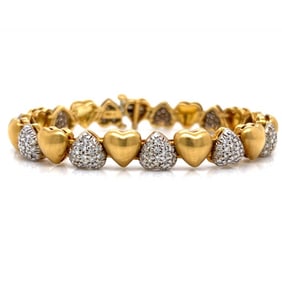 18K Yellow Gold 2.00 Ct. Diamond Heart Bracelet
