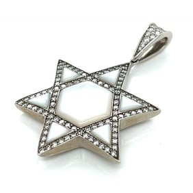 Kabana 14K White Gold Diamond Star of David Pendan