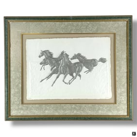 Signed Embossed Print "Running Horses"
