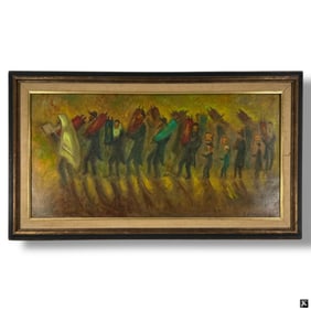 Simon Karczmar Oil/Canvas "Jewish Men with Torah"