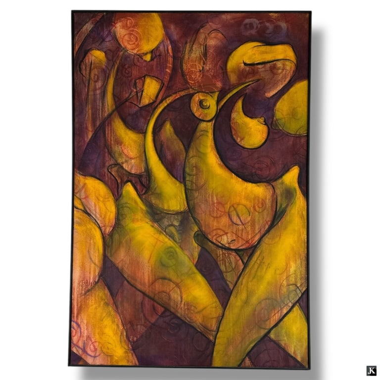 Ramon Fernandez - Bofill Oil on Canvas "Abstract": Ramon Fernandez - Bofill (20C) Oil on Canvas "Abstract" Signed verso and dated 7-23-92. Framed. Good condition. Measures 47-1/2" x 31-1/2", frame measures 48-1/2" x 33". LA/B13/LW