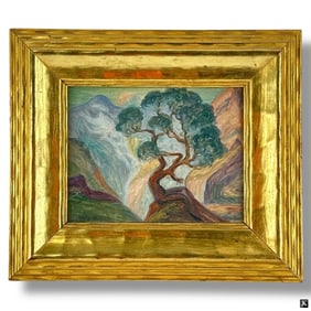 Carl A Faille Oil/Cardboard Mountain Landscape