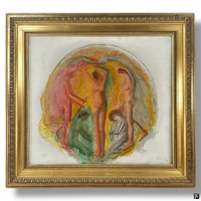 Expressionist Oil on Canvas "Five Women" Signed