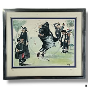 Martin Holt Lithograph "Golfing Rabbis" Signed