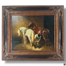Modern Decorative Canvas Print "Shoeing a Horse"
