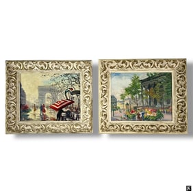 Pair Mid Century French School Paris Street Scenes