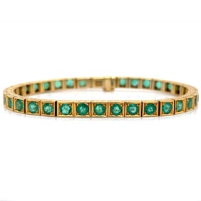 18k Yellow Gold 7.00 Ct. Emerald Bracelet
