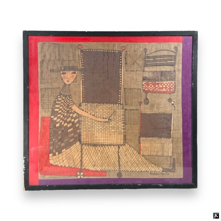 Unknown Artist Watercolor On Silk Framed (1 of 4)