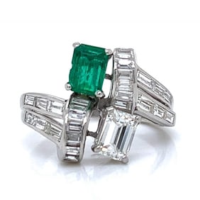 Platinum Emerald & Diamond Ring