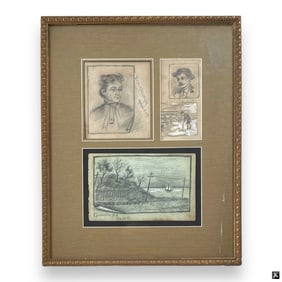 Collection of Framed 19C American Pencil Sketches