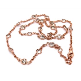 18K Rose Gold 7.00 Ct. Diamond by the Yard Necklac