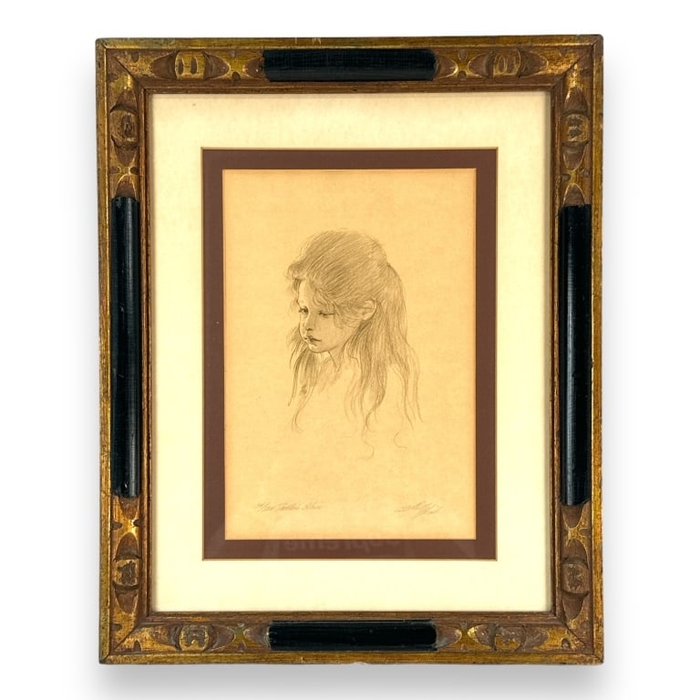 Sally Fink Etching Study Of Girl With Long Hair (1 of 4)