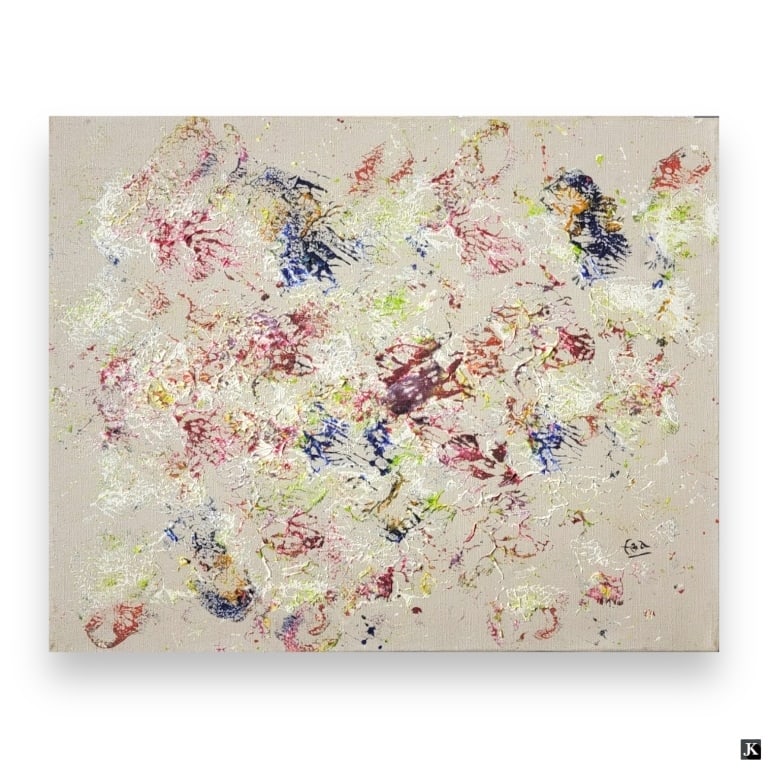 Artist Unknown Abstract Impressionist Oil On Canva (1 of 3)