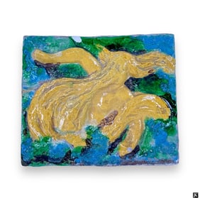 Signed Italian Glazed Pottery Tile Of Triton