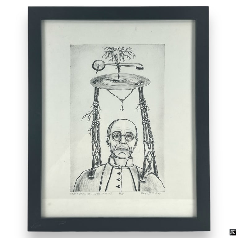 Norbert Kox "Chana Baal IV Jer 23:10-15": Norbert Kox, American (b. 1945) Limited Edition Lithograph "Chana Baal IV Jer 23:10-15". Titled, signed and numbered 8/17 in pencil. Good condition. Measures 18-1/2" x 14-1/2" (sight), frame measures 