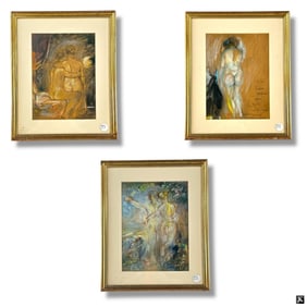3 Works, Edward Siebert, Pastel/Paper, Nudes
