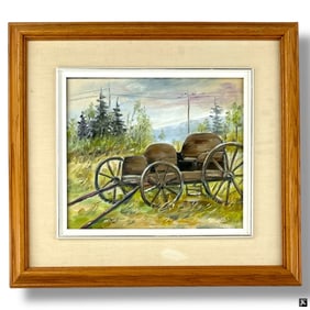Decorative Framed Oil on Canvas " "Buggy"