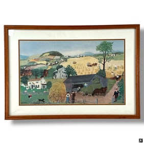 after: Grandma Moses Color Print "In Harvest Time"