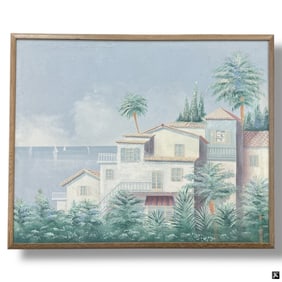 Large Decorative Framed Acrylic "Summer Home"