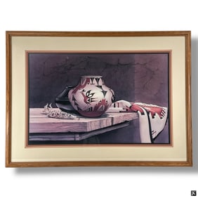 Large Decorative Framed Color Print "Pueblo Pots"