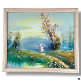 Vintage Decorative Acrylic on Canvas "Landscape"