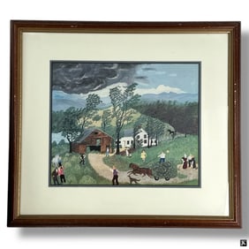 after: Grandma Moses Color Print "The Thunderstorm