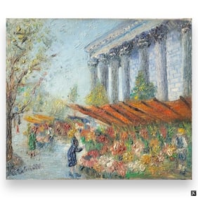 Artist Unknown Italian Market Scene Oil On Canvas