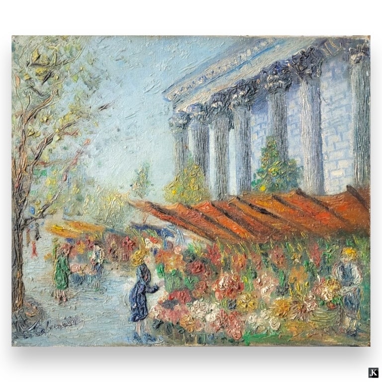 Artist Unknown Italian Market Scene Oil On Canvas (1 of 3)