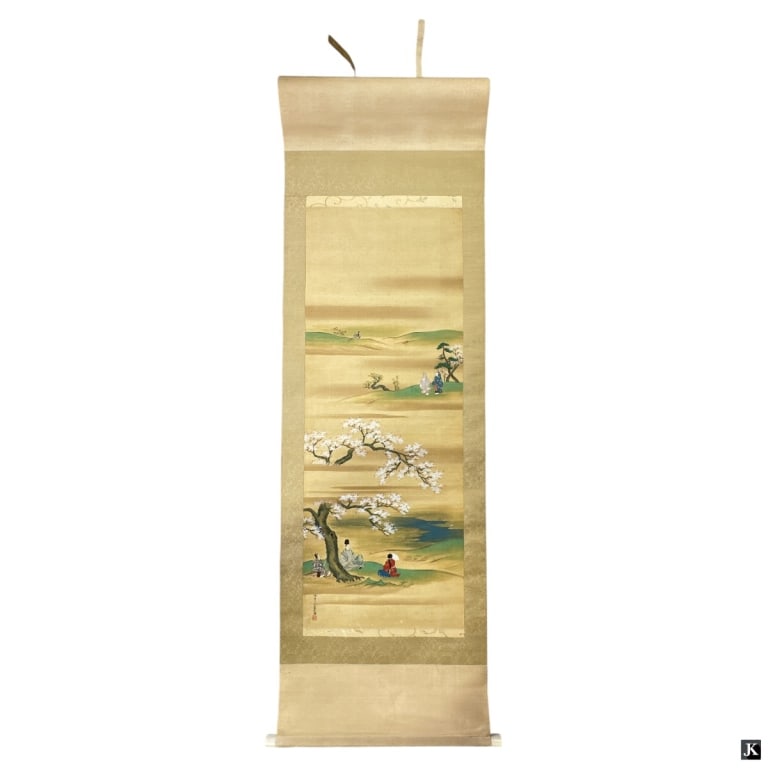 Antique Japanese Oil Painting On Silk Scroll (1 of 6)