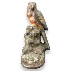 Solid Cast Iron Metal Parrot Sculpture