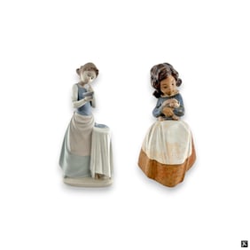 2 VINTAGE LLADRO PORCELAIN FIGURINE GROUP
