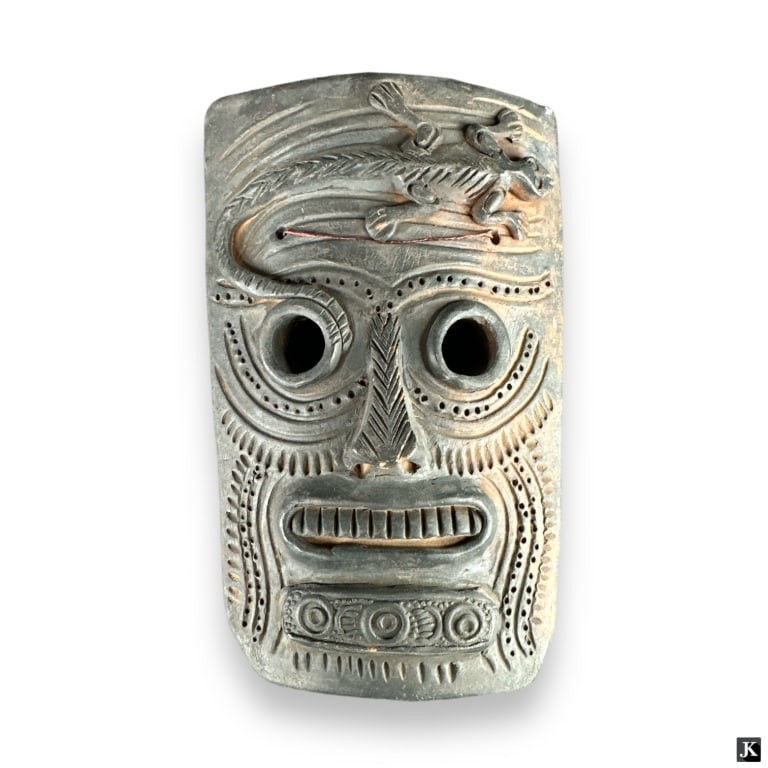 Heavy Vintage Antique Pottery Tribal Wall Mask (1 of 3)