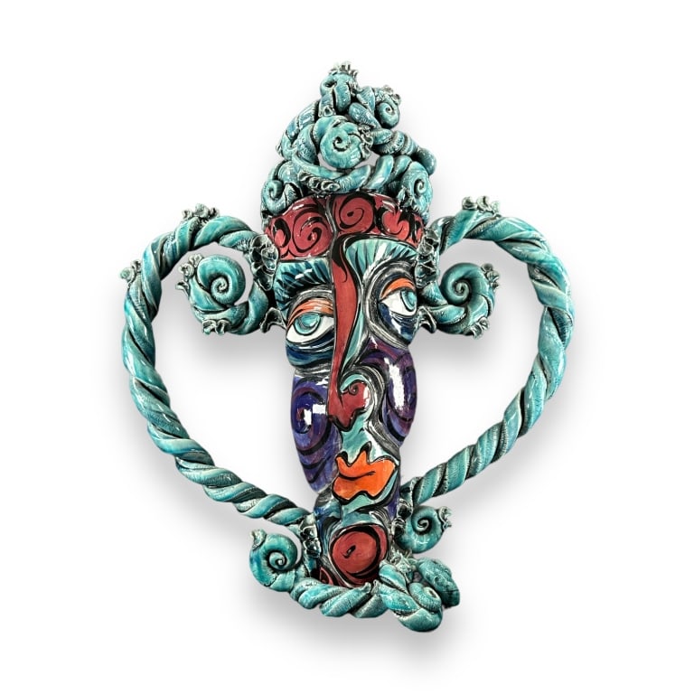 Buxton Taylor Large Abstract Face Handled Vase (1 of 4)