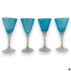 4 Michael Weems "Elise" Wine Wafer Stem Glasses