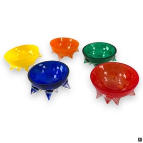 Style of Antonin Manto-Mrnka 5 Czech Glass Bowls