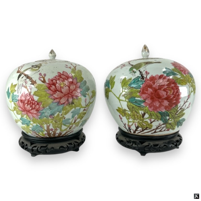 Pair Antique Chinese Porcelain Ginger Jars (1 of 4)