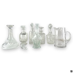 7 Glass Decanters & 1 Pitcher