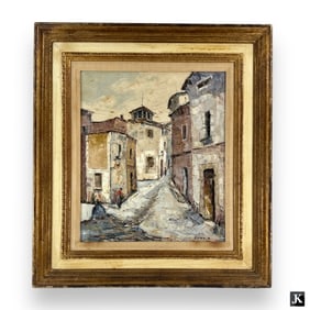 Signed C A Cahbela Impressionest Street Scene Oil