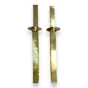Pr Vintage 1970's Modernist Brass Trombone Sconces