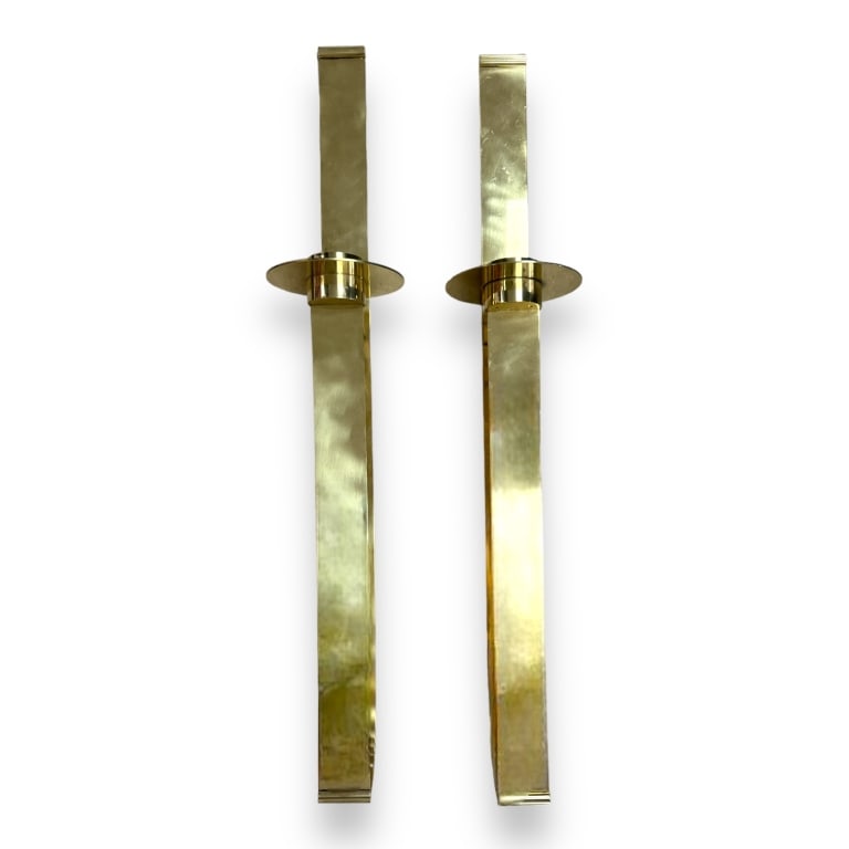 Pr Vintage 1970's Modernist Brass Trombone Sconces (1 of 3)