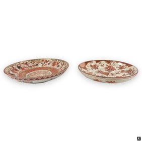2 Antique Japanese Kutani Porcelain Chargers